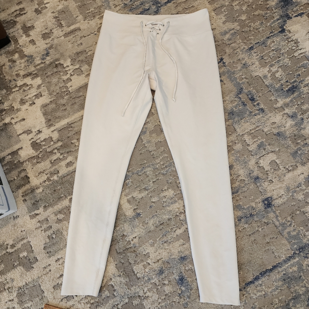 Year Of Ours Bone White Leggings Lace Up Front Ties Size XL Off White Revolve - Picture 1 of 15